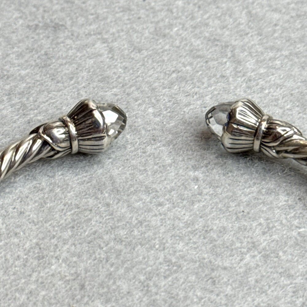 Cable Cuff Bracelet White Topaz Twist 18K Gold Sterling Silver Bali Designs 7" - Picture 4 of 11